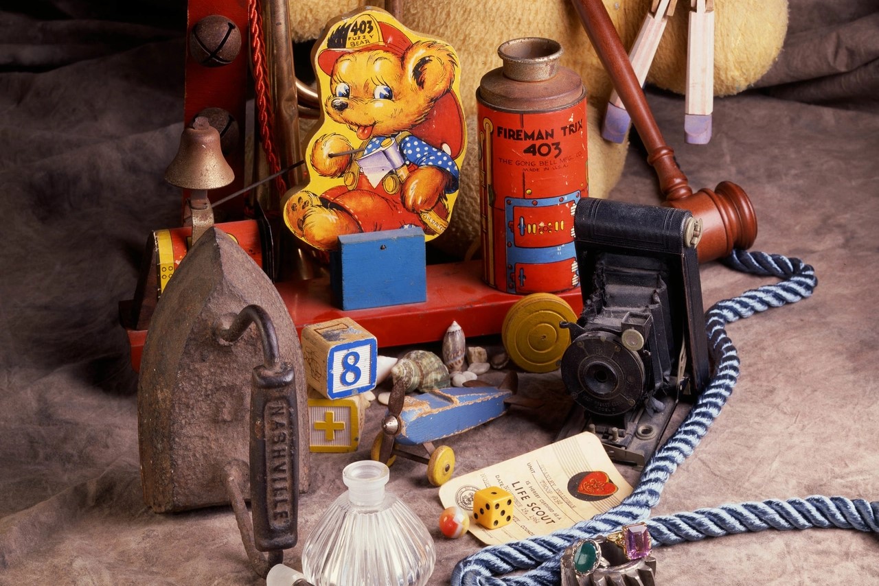 復古舊玩具合照特寫